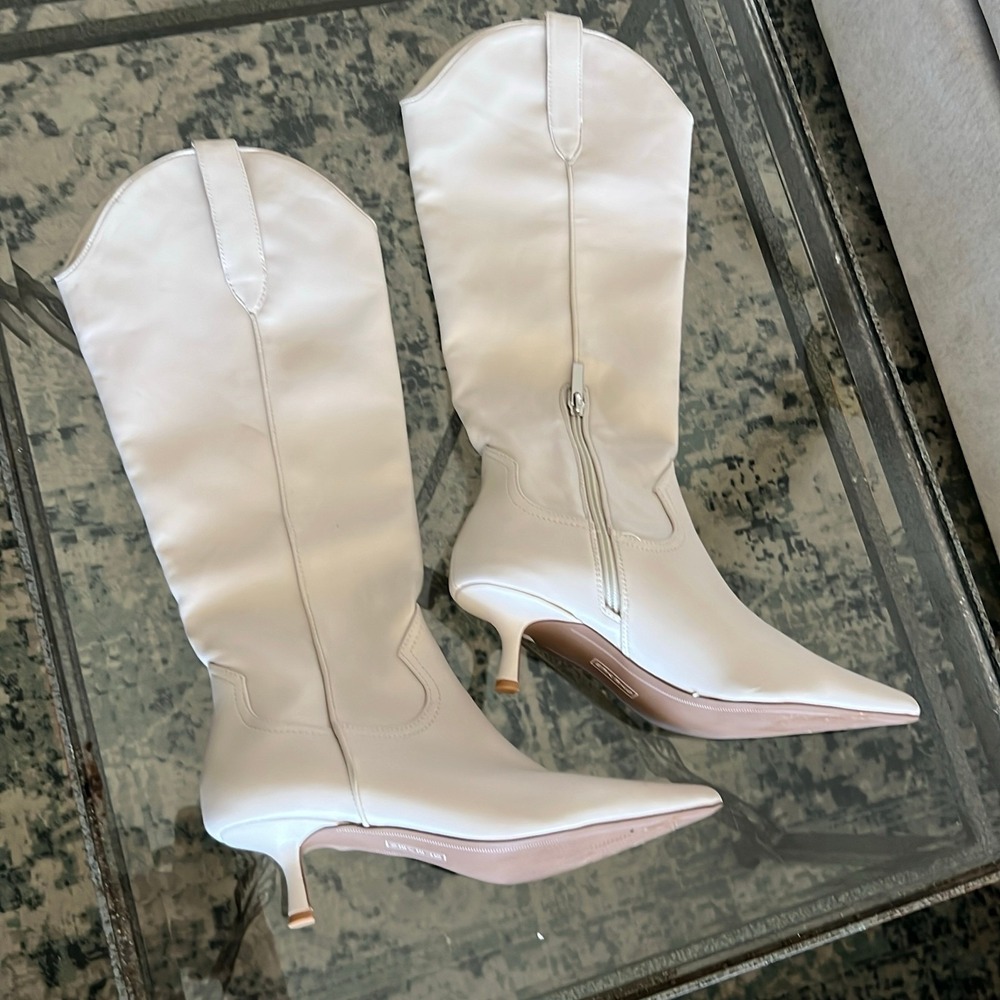 Steven Women's Western Boots White Kitten Heel Cowboy Style Size 8